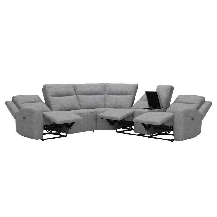 GRAY FABRIC POWER RECLINING SECTIONAL WITH USB