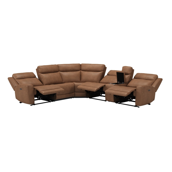 SADDLE GENUINE LEATHER MATCH POWER RECLINING SECTIONAL