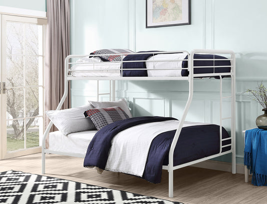 TWIN/FULL WHITE METAL BUNK BED