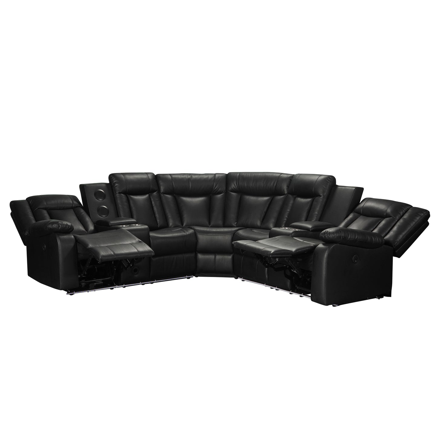 BLACK POWER RECLINING SECTIONAL WITH LED & SPEAKERS