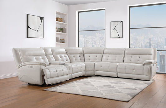 WHITE-GRAY TUFTED RECLINING SECTIONAL